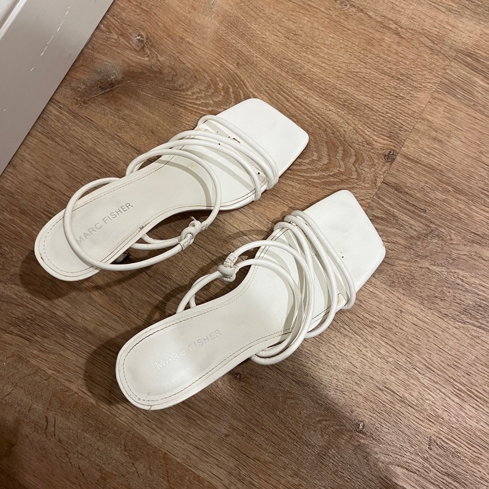 Marc Fisher White Strappy Heels
